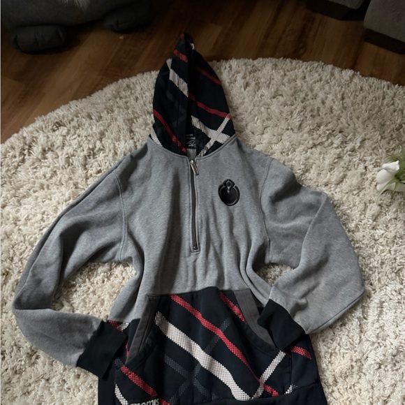 Nomi Gray and Black Skater street Hoodie with Red Stripes - Picture 2 of 5